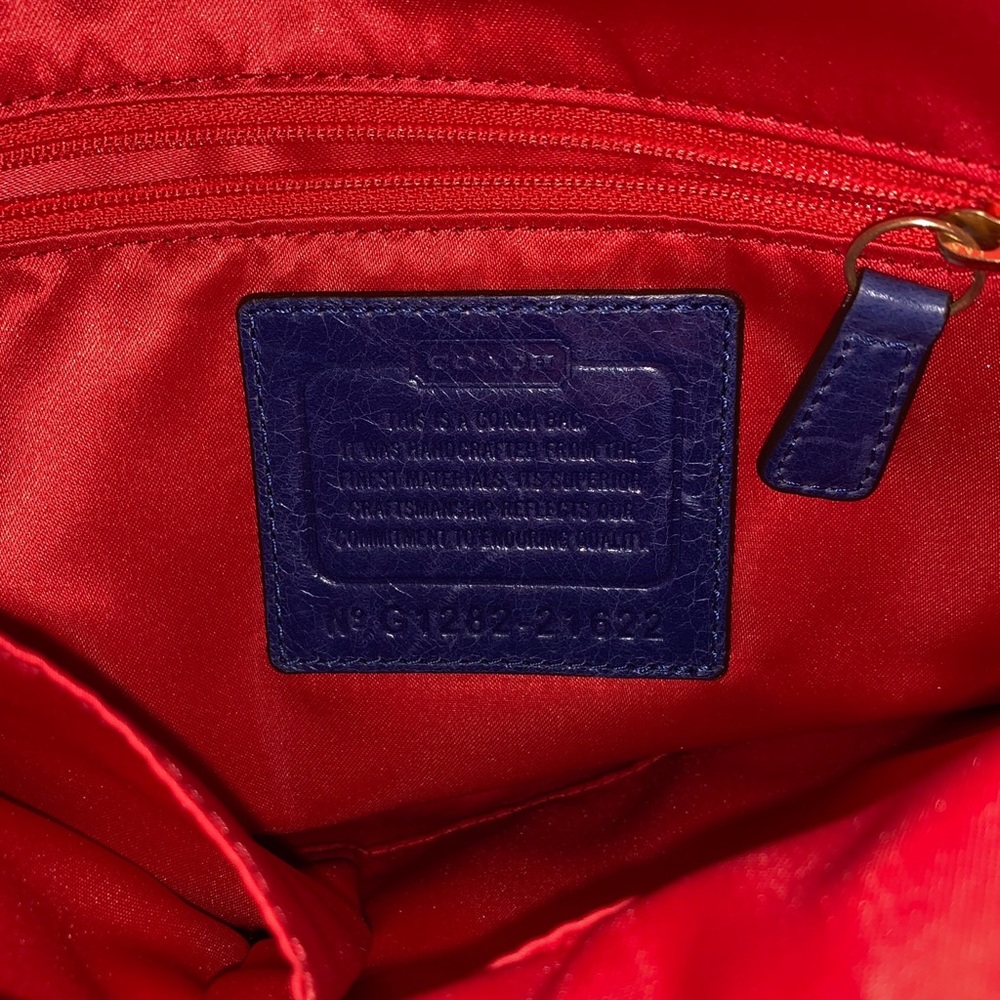 Coach Poppy Tartan Hippie Navy Blue Shoulder Bag - Picture 7 of 7